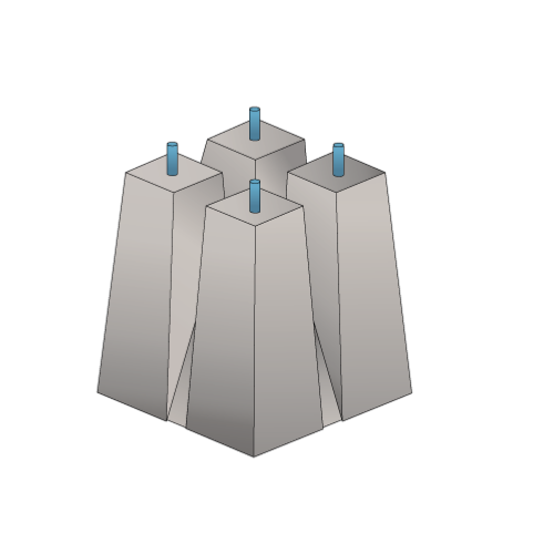 Massif de candélabres STABIL 350 kg - Mâts 6 à 8 m - Entraxe 300*300